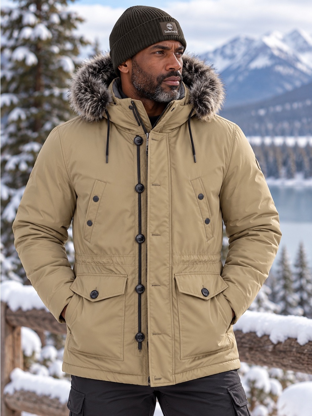 Michael Kors Men’s Large Down Parka Faux Fur Hood Winter Coat